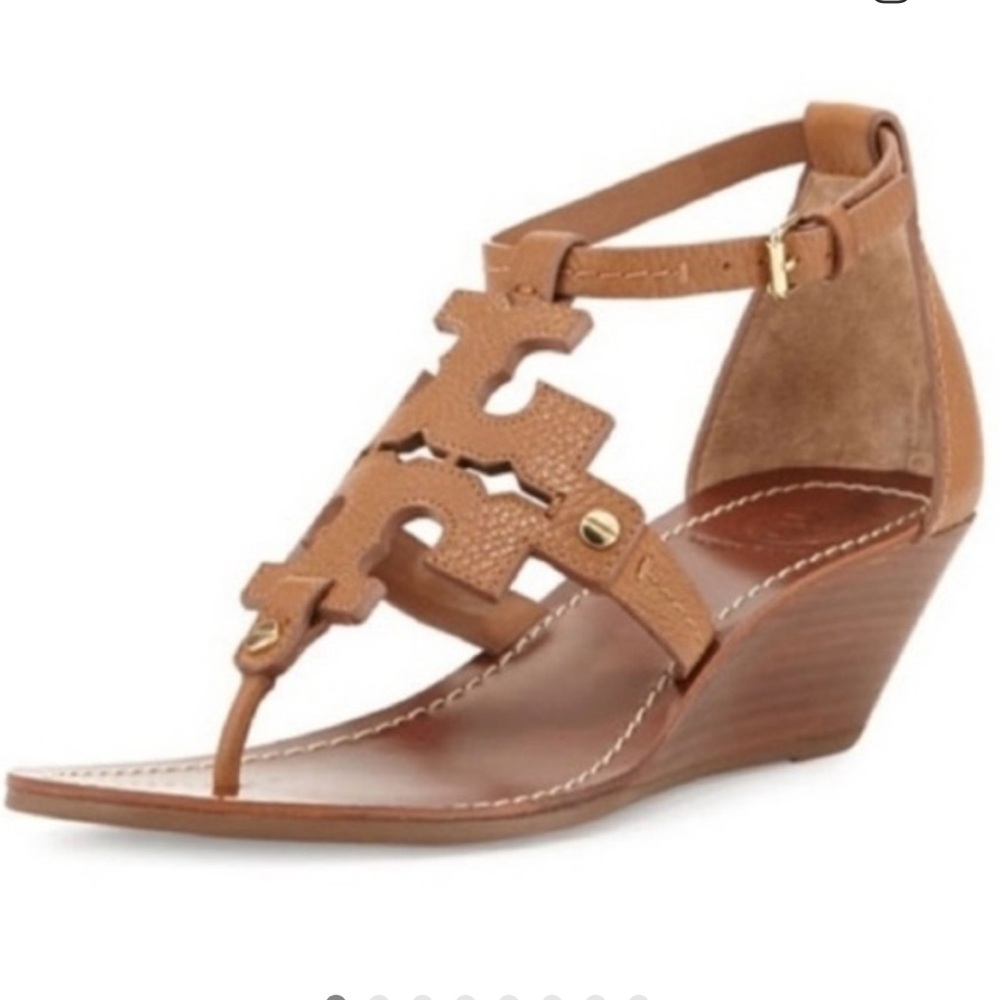 Tory Burch Chandler Wedge Sandals Sz:7.5 Brown